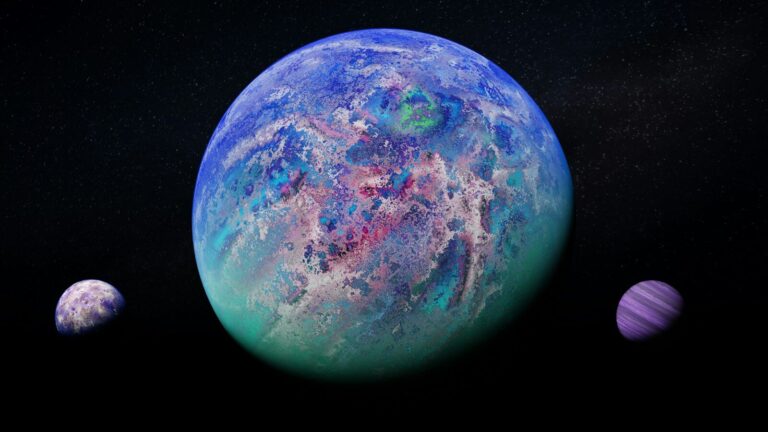 a group of planets in the dark sky