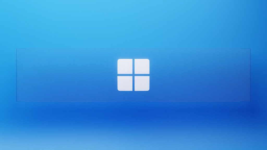 Abstract blue background featuring a central logo design.