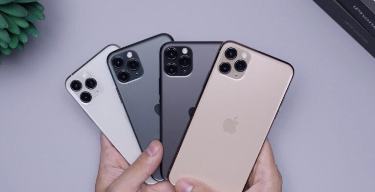 two space gray and two silver iPhone 11's